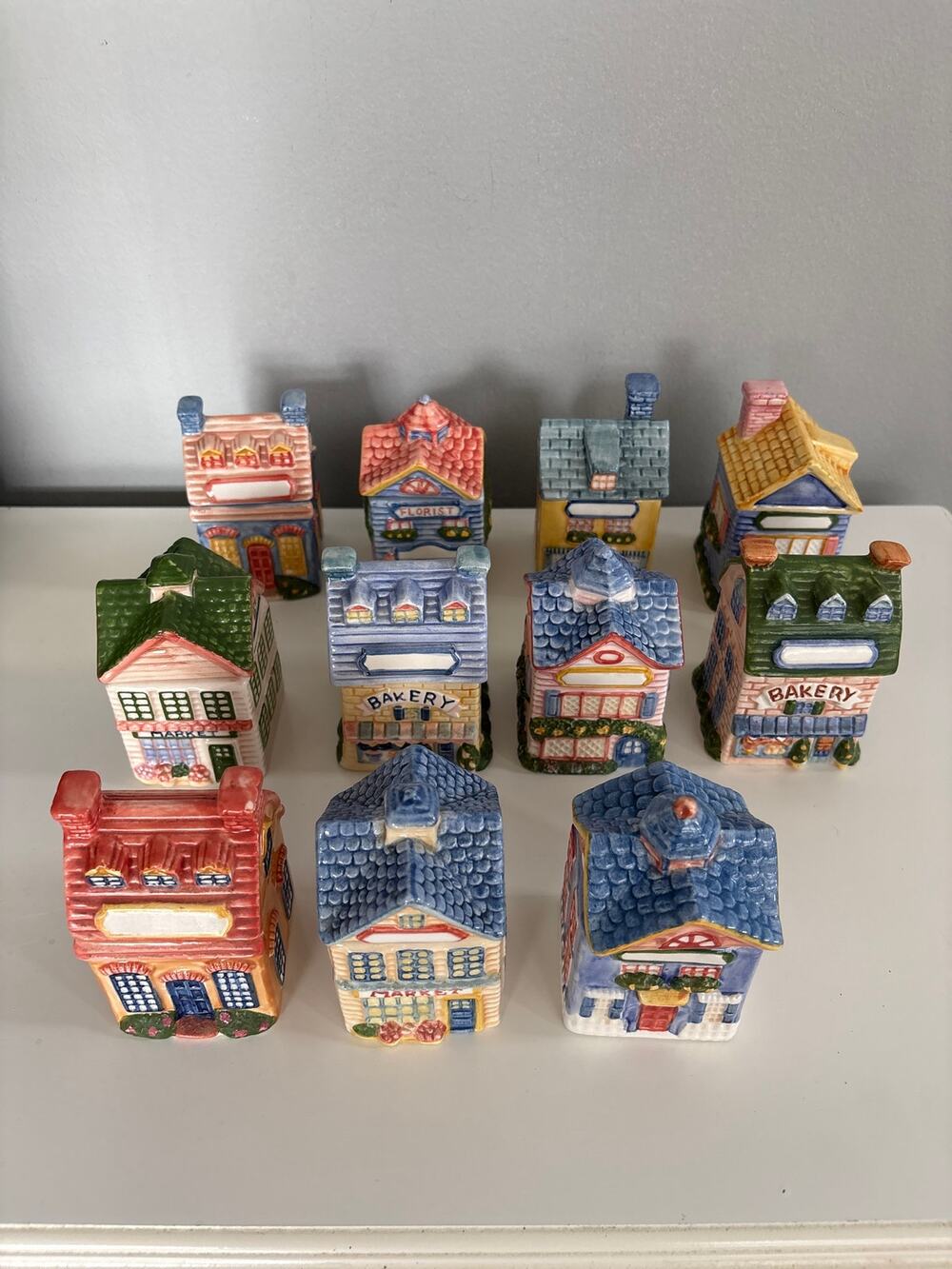 Vintage 1980s Avon Spice Village Ceramic Jars w/Original Labels Set of 11
